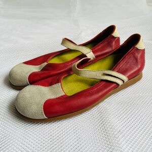 Camper Ballet Flats Mary Jane Red & Gray Size 39 Slip On